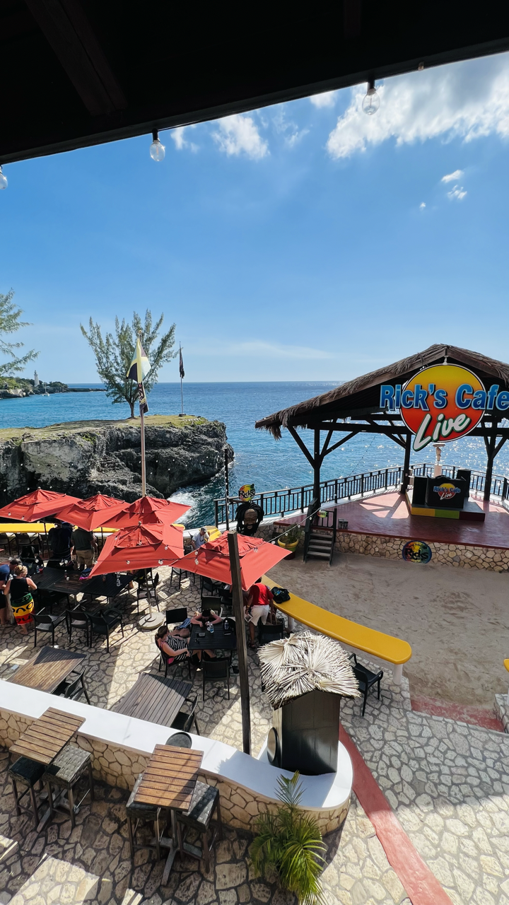 Jamaica itinerary - View of the Rick's cafe from the Patio. This cafe has to be on your Jamaica itinerary